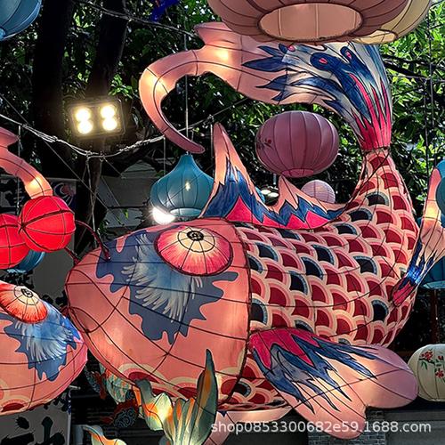 节日花灯 非遗锦鲤大良鱼灯笼 鳌鱼龙灯元宵鱼灯挂饰工厂非遗认证
